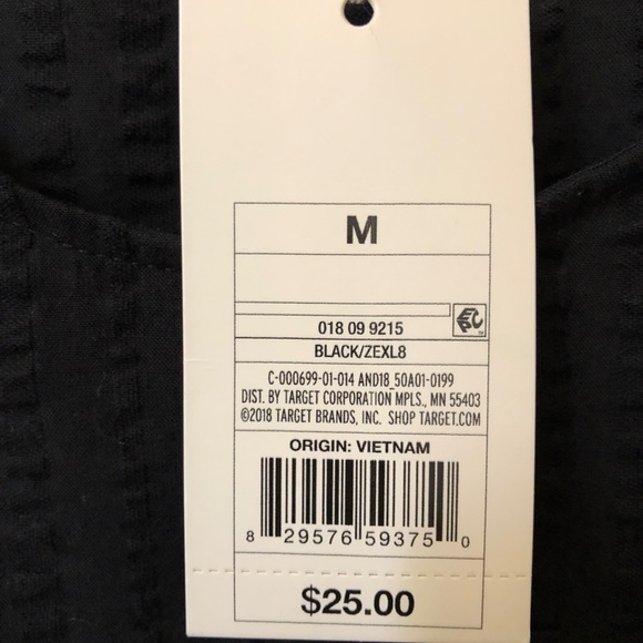 A New Day Midi Dress Short Sleeve Tiered Seersucker Black NEW Size Medium - Picture 4 of 9